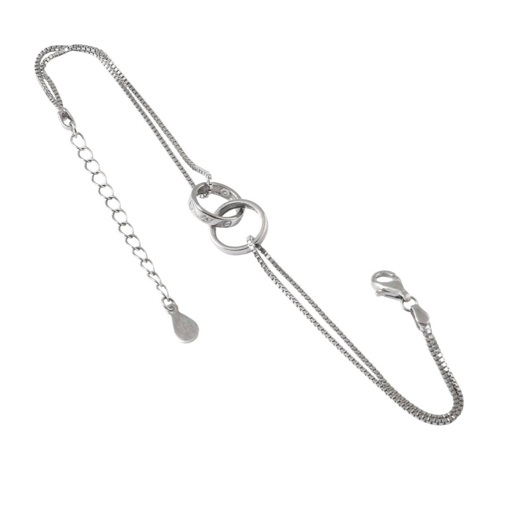 Interlocking Rings 925 Silver Double Chain Bracelet : ZIRAK-Bracelet-188