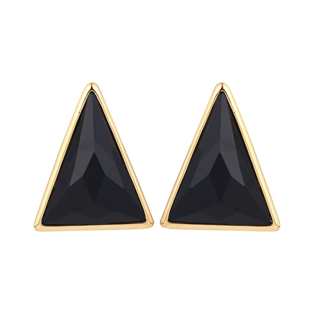 18K Gold Platedmidnight Triangle Stud Earrings : WER239MLBLK