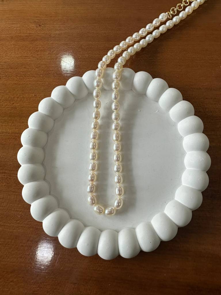 Off White Oval Pearl Necklace : NCK-OFF-WHT-PRL