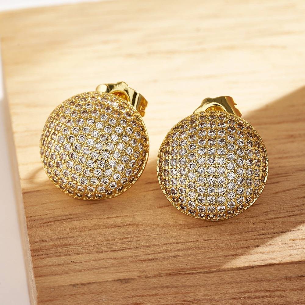Radiant Pave Dome Earrings : Le247