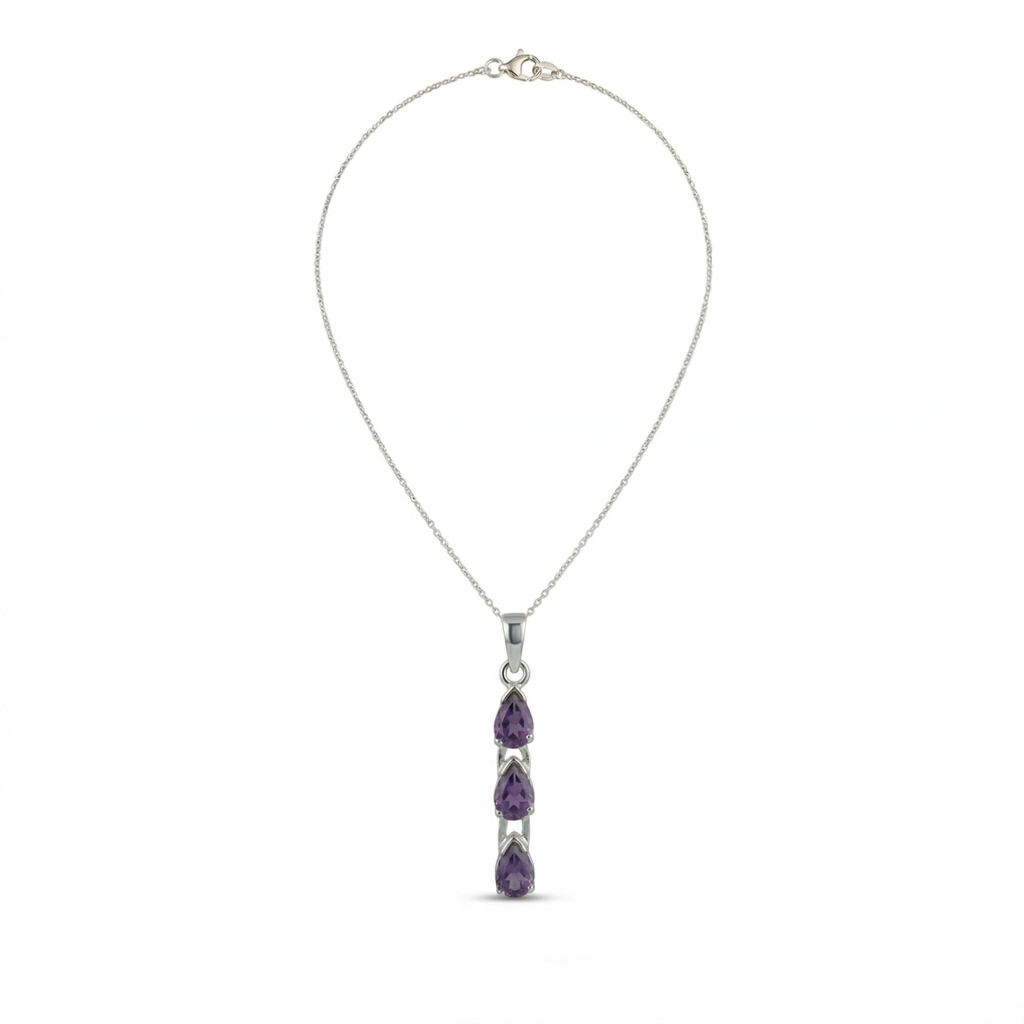925 Sterling Silver Amethyst Pendant With 18 Inch Chain | Gemstone Pendant Necklace | Handmade Jewelry Gift : FU-0700