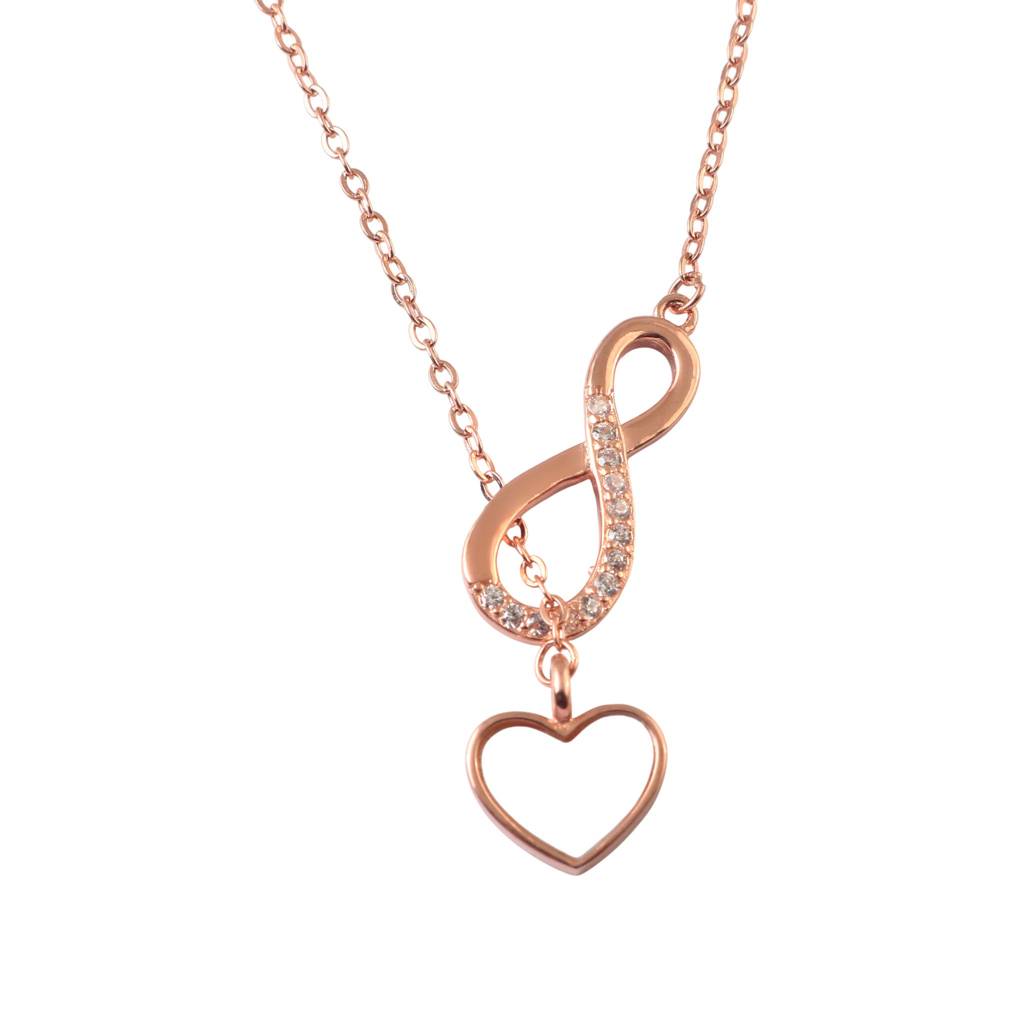 Rose Gold Infinity Heart Necklace | 925 Silver Pendant With Cz & Mother Of Pearl | Symbol Of Endless Love : ZIRAK-Pendant-112