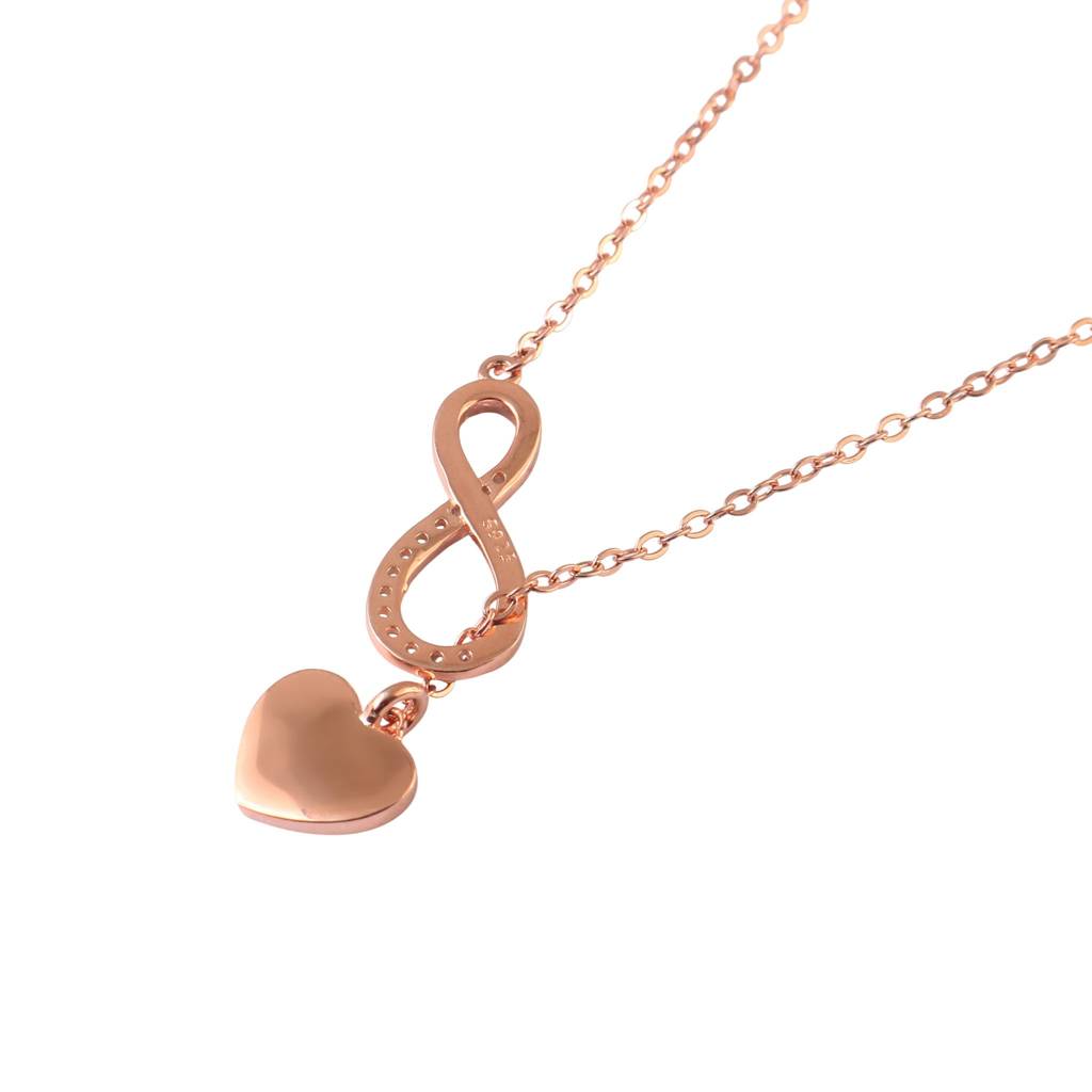 Rose Gold Infinity Heart Necklace | 925 Silver Pendant With Cz & Mother Of Pearl | Symbol Of Endless Love : ZIRAK-Pendant-112