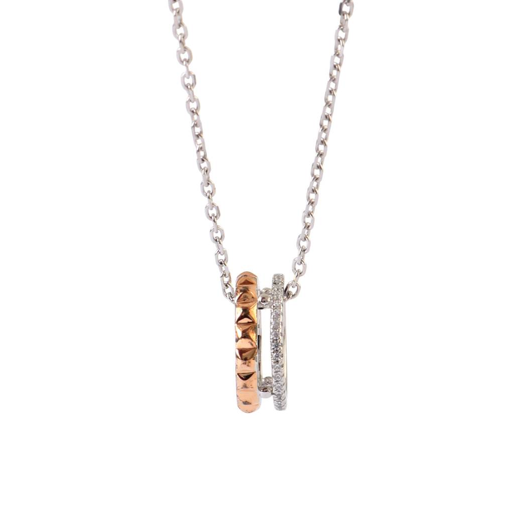 925 Silver Dual Tone Interlocking Ring Pendant Necklace : ZIRAK-Pendant-123