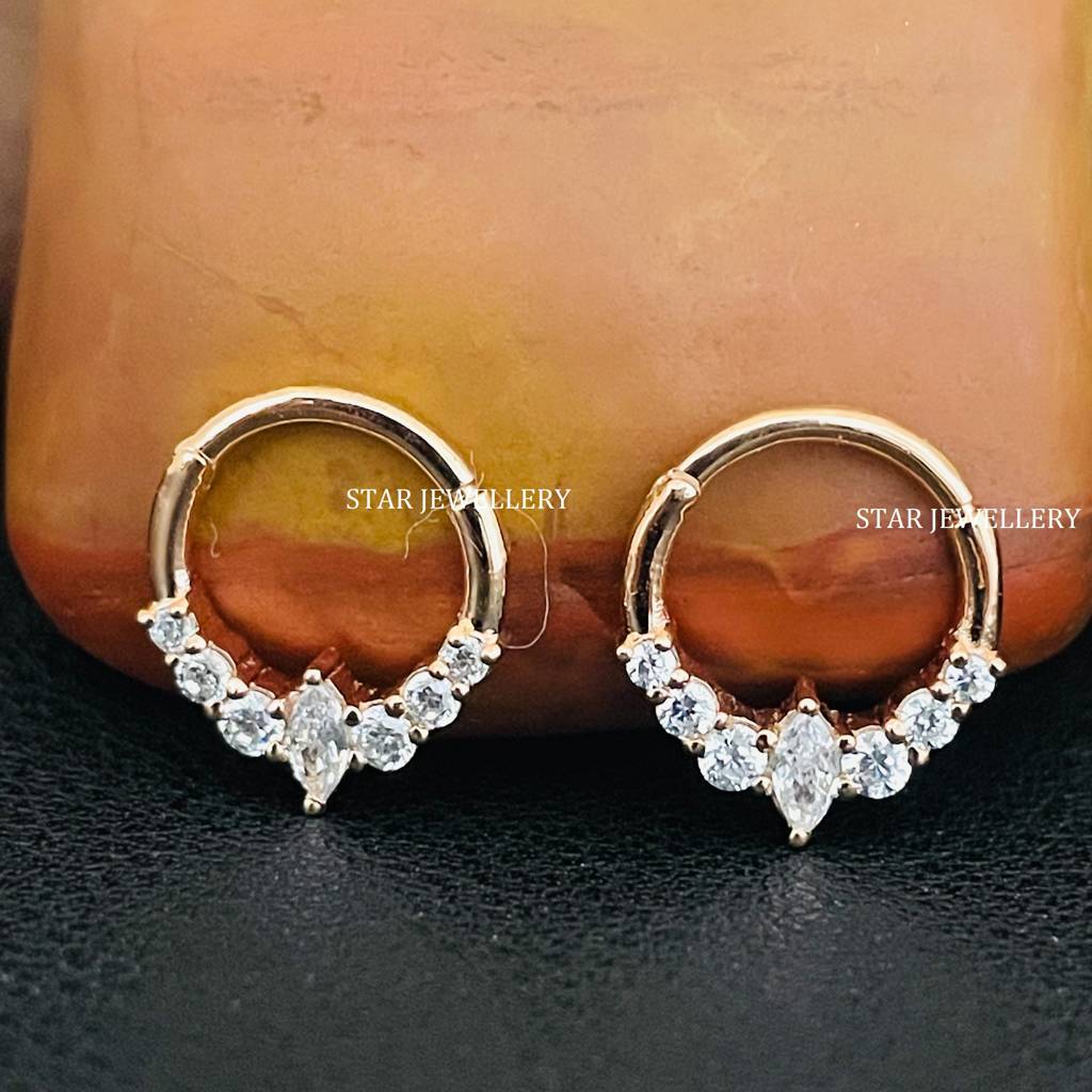 Marquise & Round Moissanite Diamond Septum Piercing Nose Ring In 925 Sterling Silver : STE31
