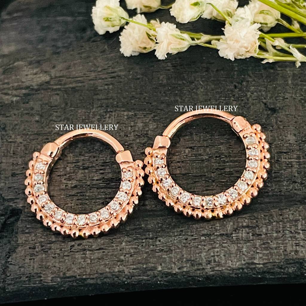 Septum Nose Ring Daith Piercing In 925 Sterling Silver With Moissanite Diamond : STE34