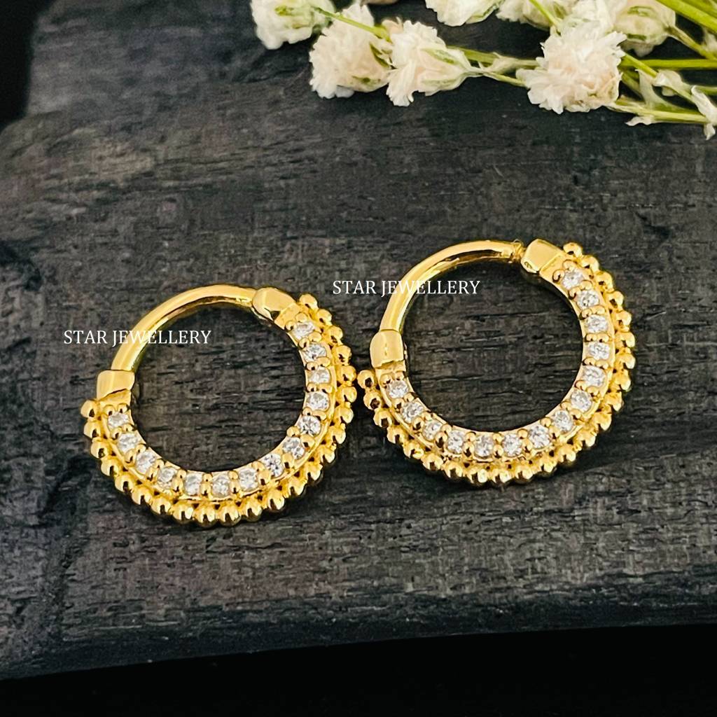 Septum Nose Ring Daith Piercing In 925 Sterling Silver With Moissanite Diamond : STE34