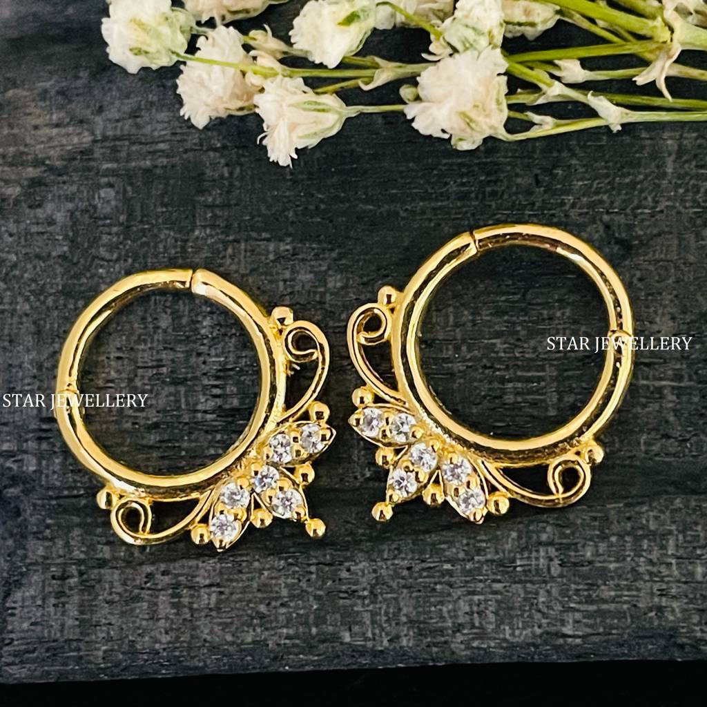 925 Sterling Silver Marquise Shape Moissanite Diamond Daith Piercing Septum Nose Ring : STE32