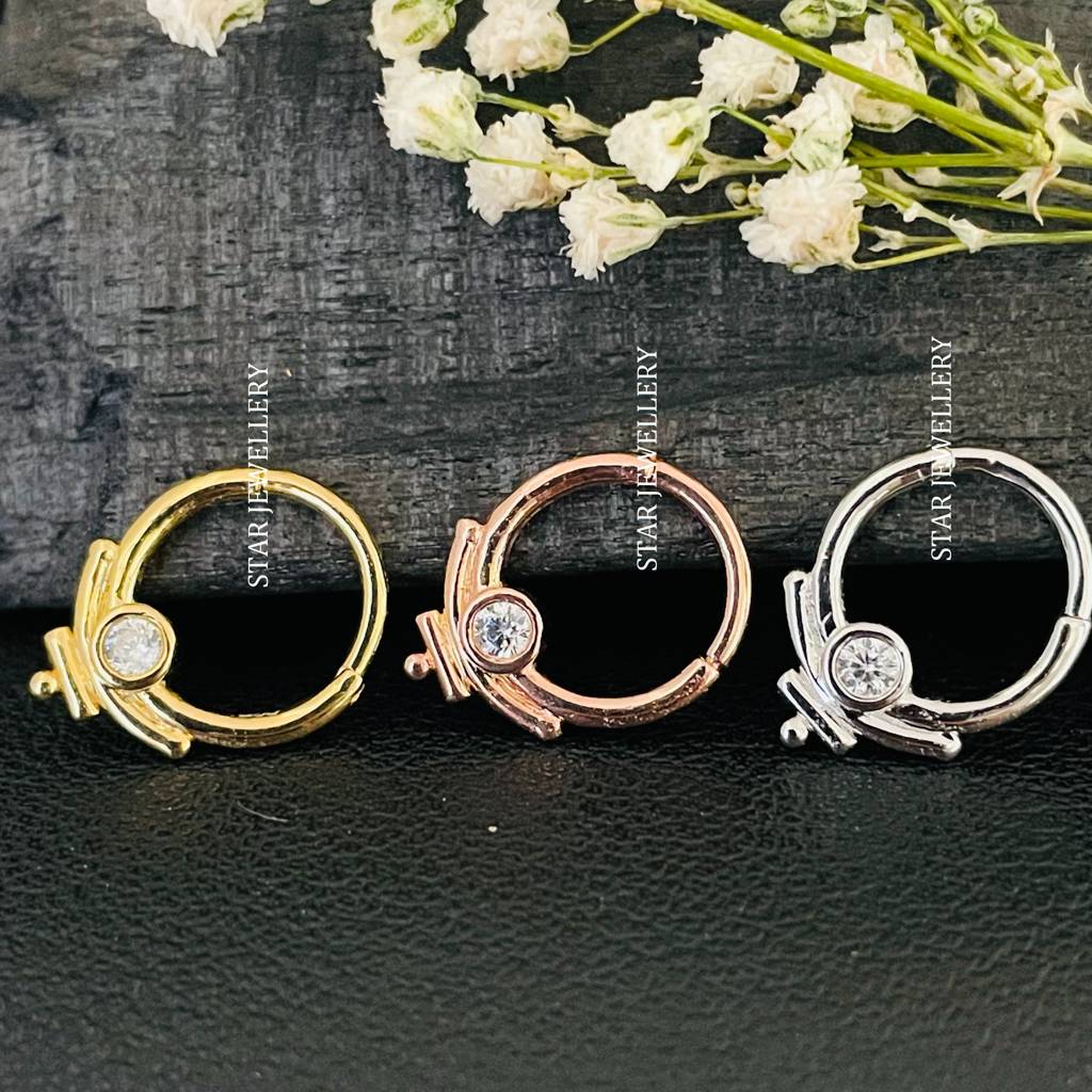 Moissanite Diamond Arc 925 Sterling Silver Septum Nose Ring : STE176