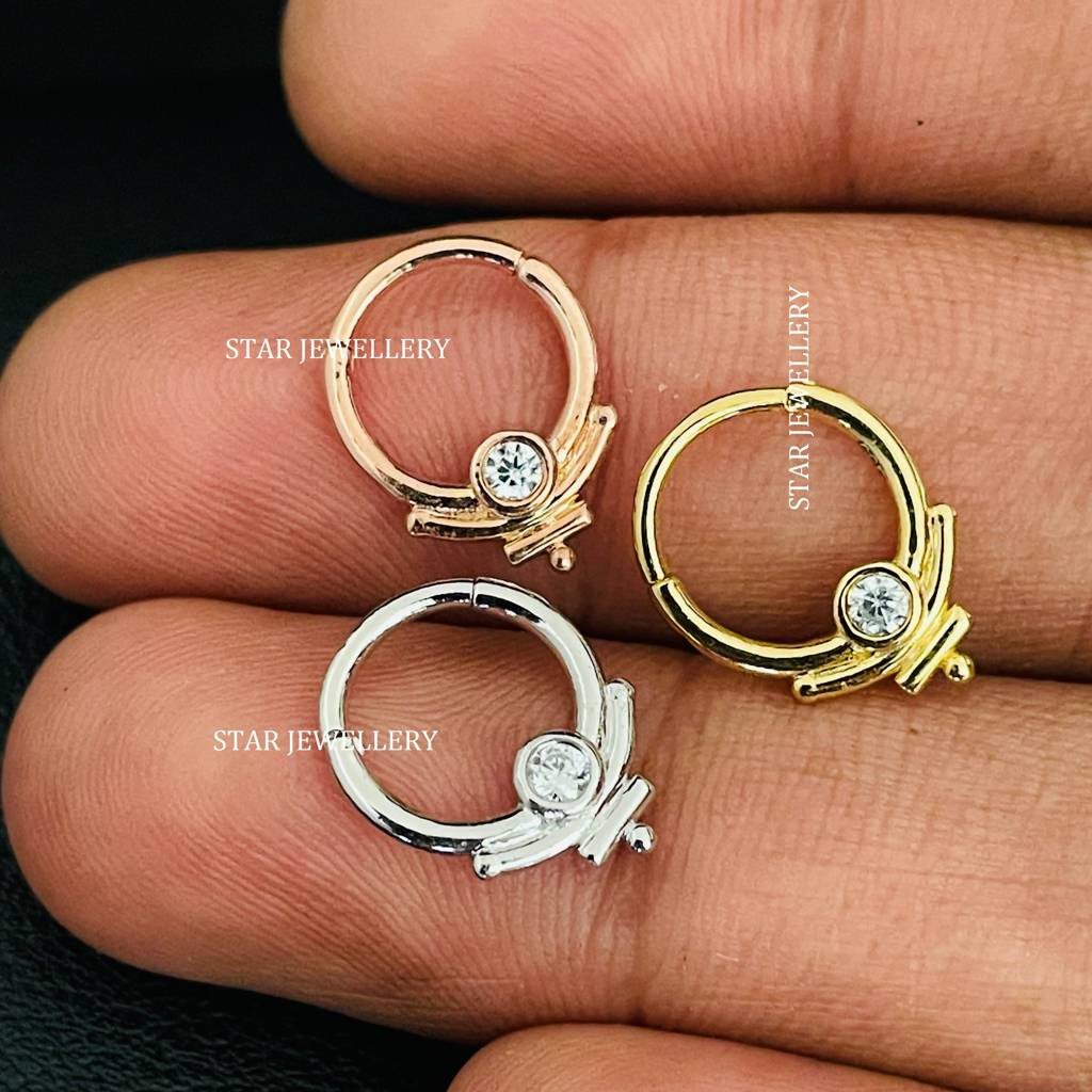 Moissanite Diamond Arc 925 Sterling Silver Septum Nose Ring : STE176
