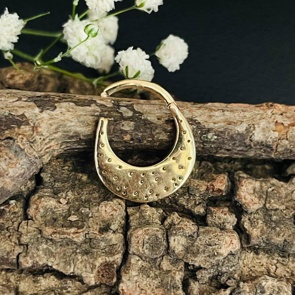 Crescent Shield Moissanite Diamond Septum Nose Ring In 925 Sterling Silver : STE183