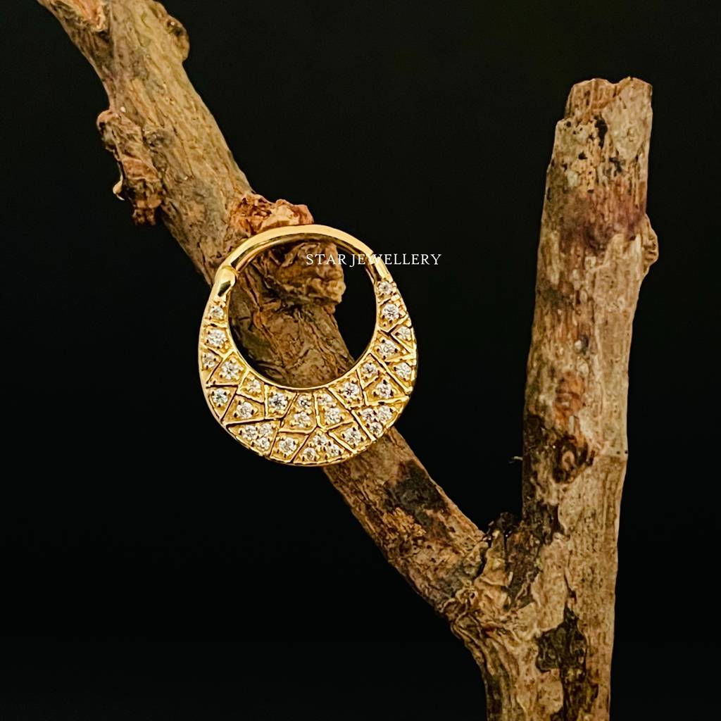 Crescent Shield Moissanite Diamond Septum Nose Ring In 925 Sterling Silver : STE183