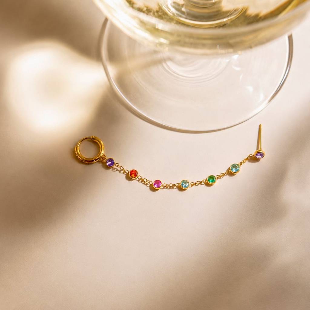 18K Gold Plated Multi-Color Drop Earrings, Ilsa : INILSA