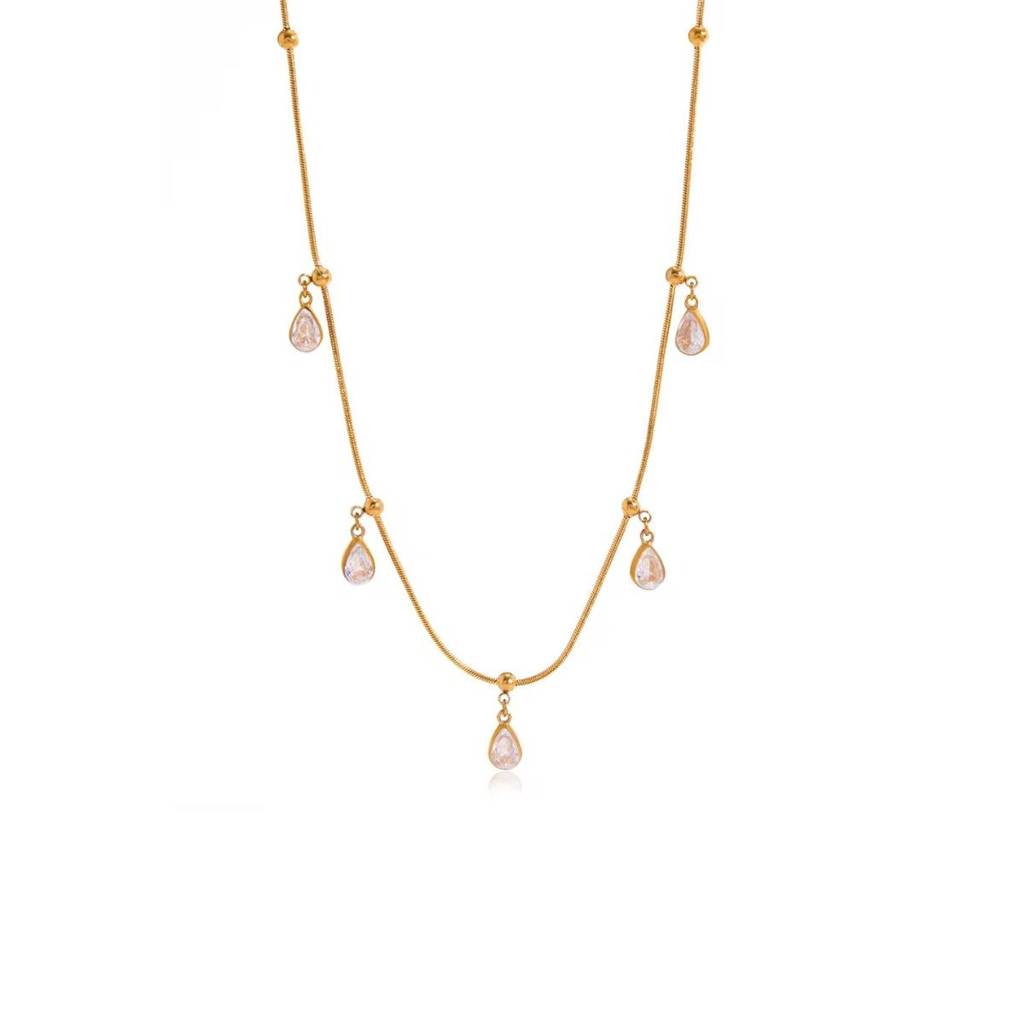 18K Gold Plated Minimalist Crystal Choker, Lila : INLILA