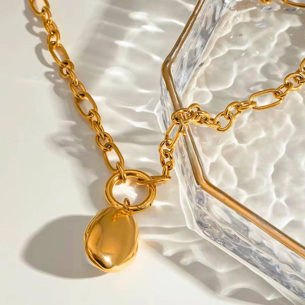18K Gold Plated Baroque Pearl Necklace, Mist : INMIST