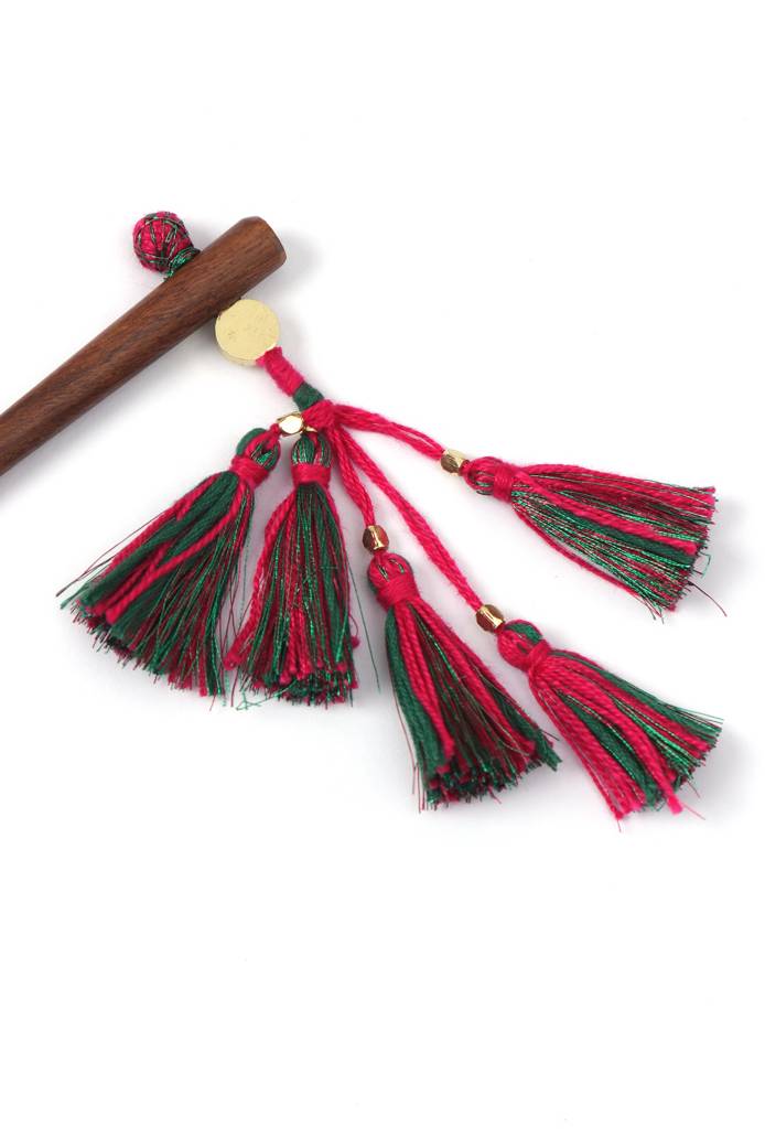 Chamak Pink And Green Bun Sticks : TS-JLM-01-24