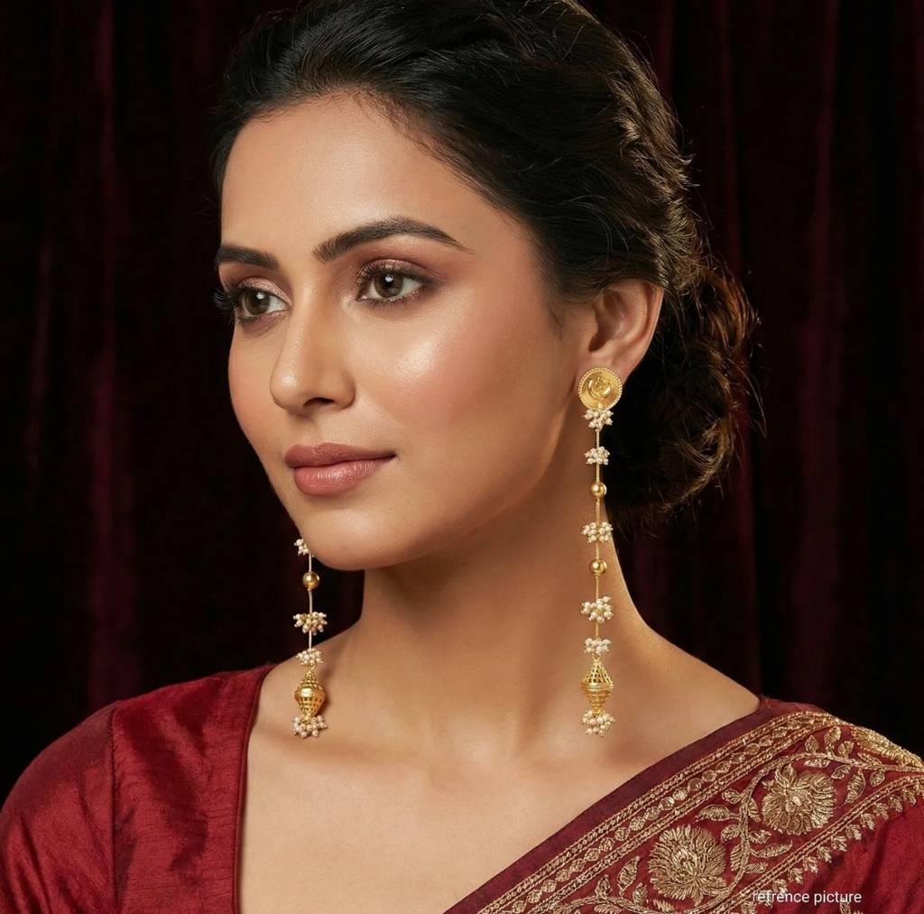 Gold Tone Pearl Earrings : J00361787