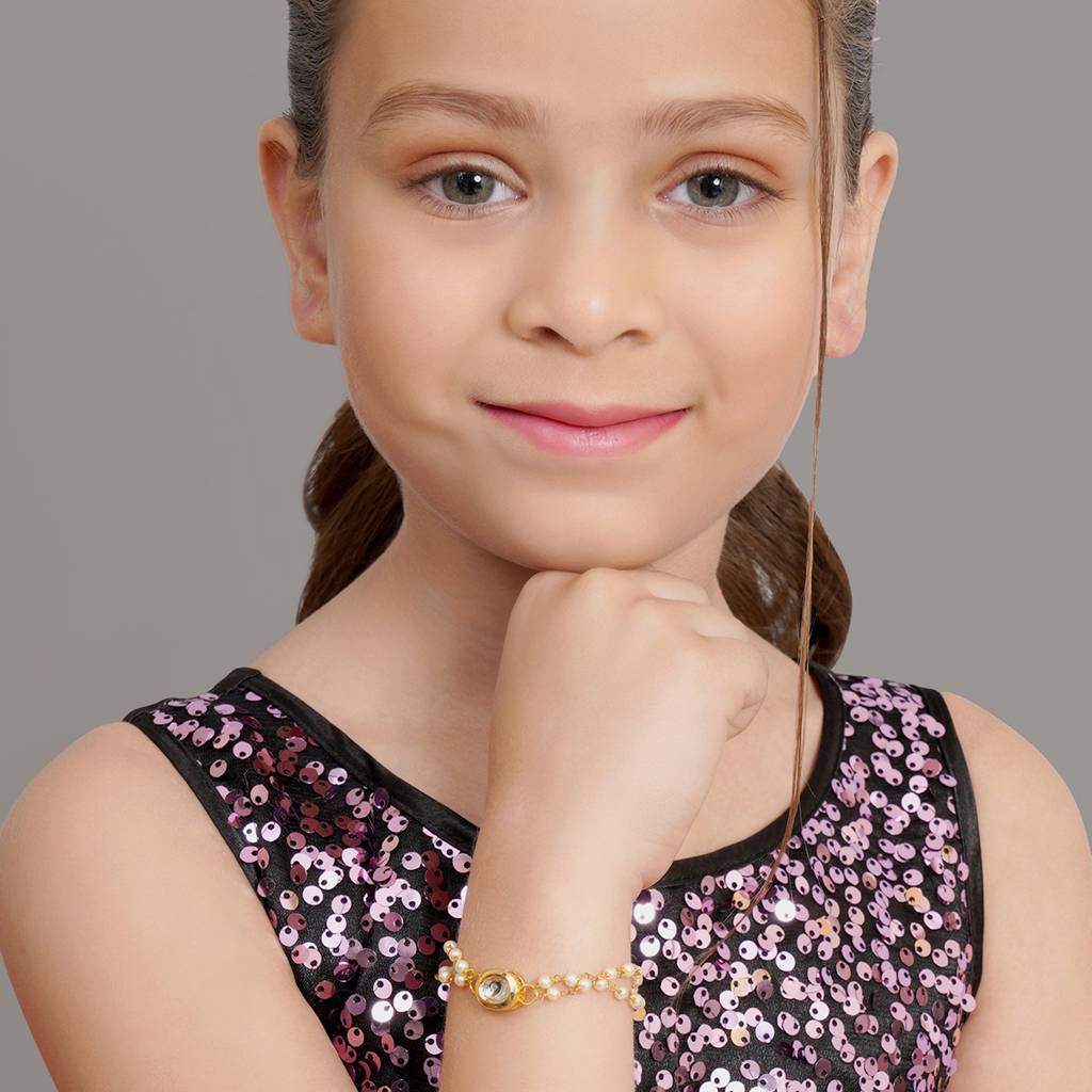 Kundan Bracelet With Layered Pearls : RRKDEC22-71