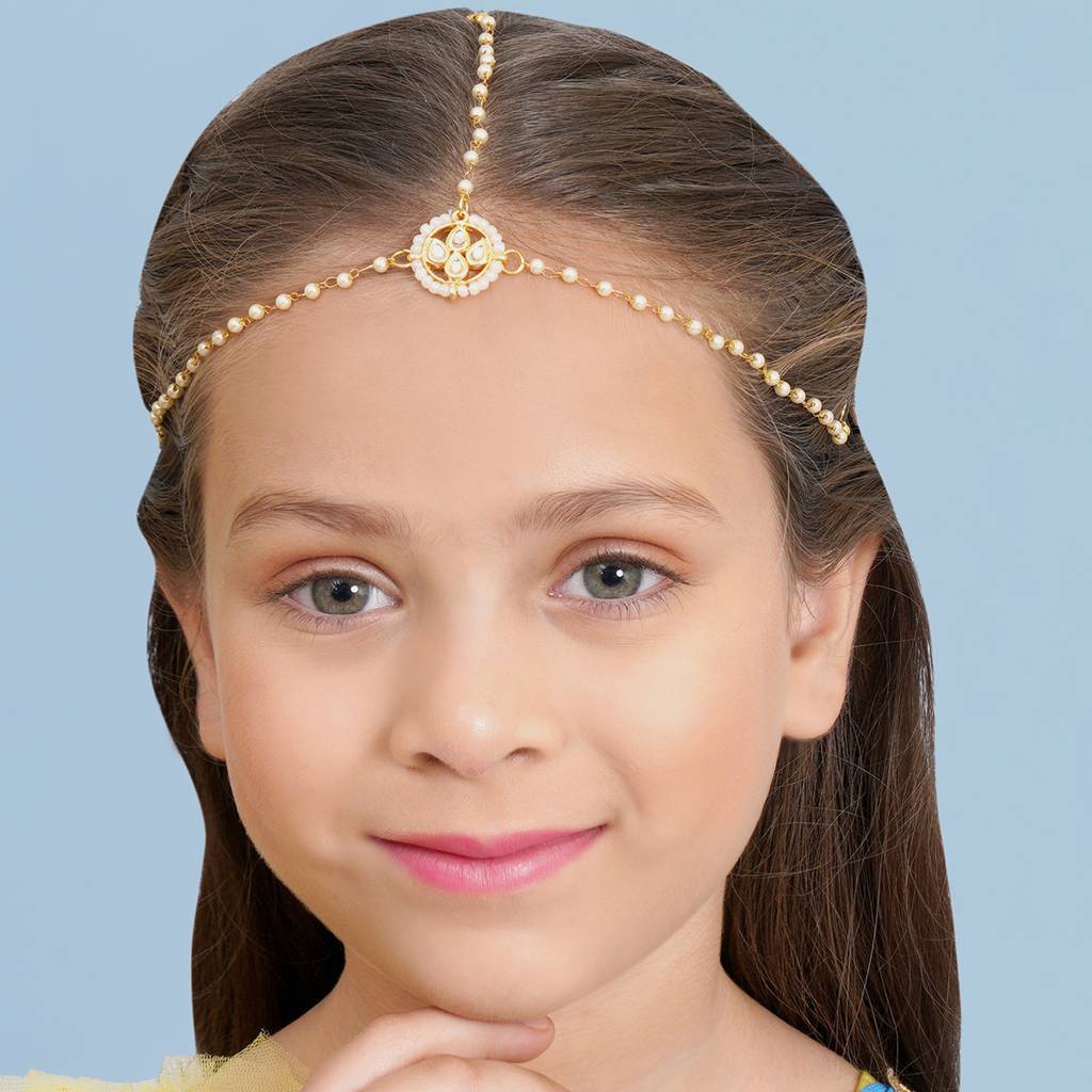 Round Center Piece Kundan Matha Patti : RRKDEC22-33