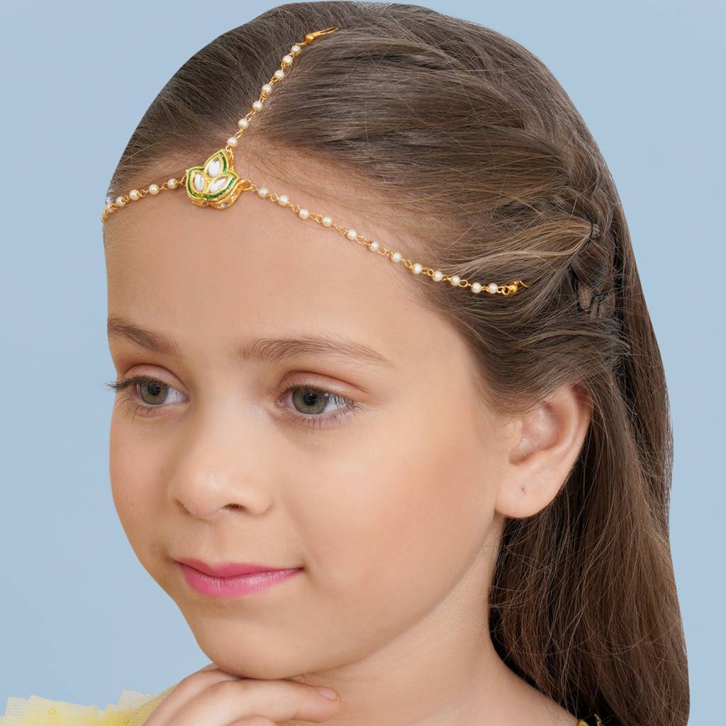 Leaf Meenakari Kundan Matha Patti : RRKDEC22-30