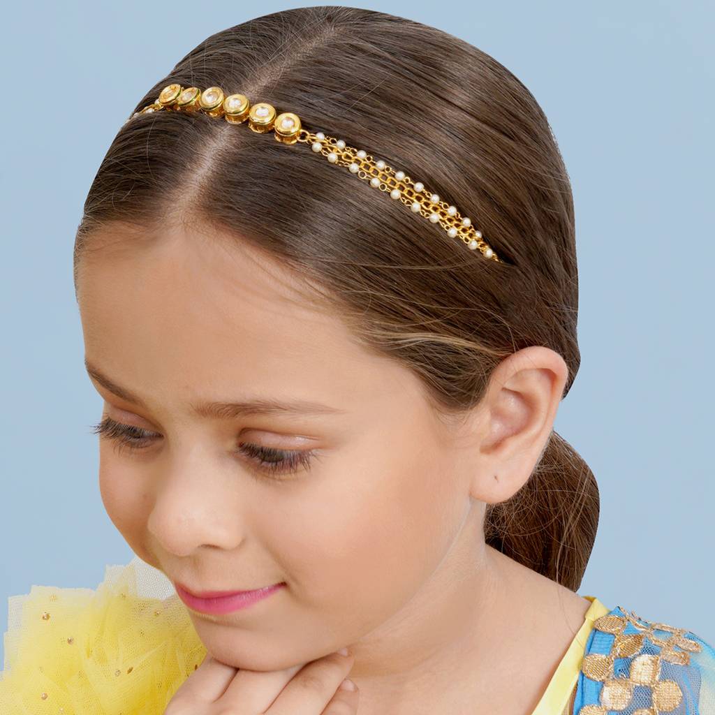 Pearl Kundan Hair Band : RRKDEC22-27