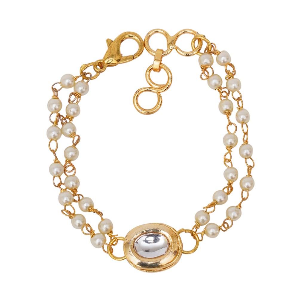 Kundan Bracelet With Layered Pearls : RRKDEC22-71