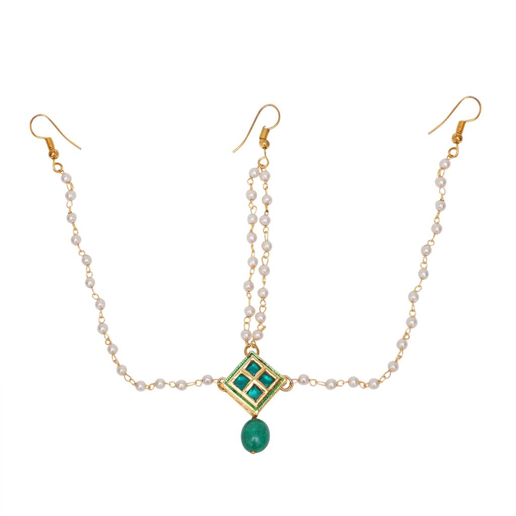 Green Kundan Matha Patti : RRKDEC22-31