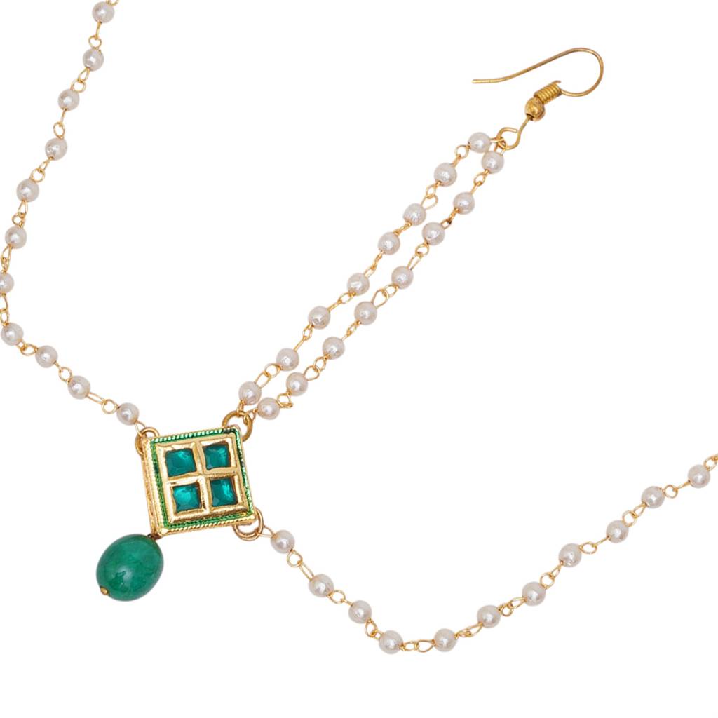 Green Kundan Matha Patti : RRKDEC22-31