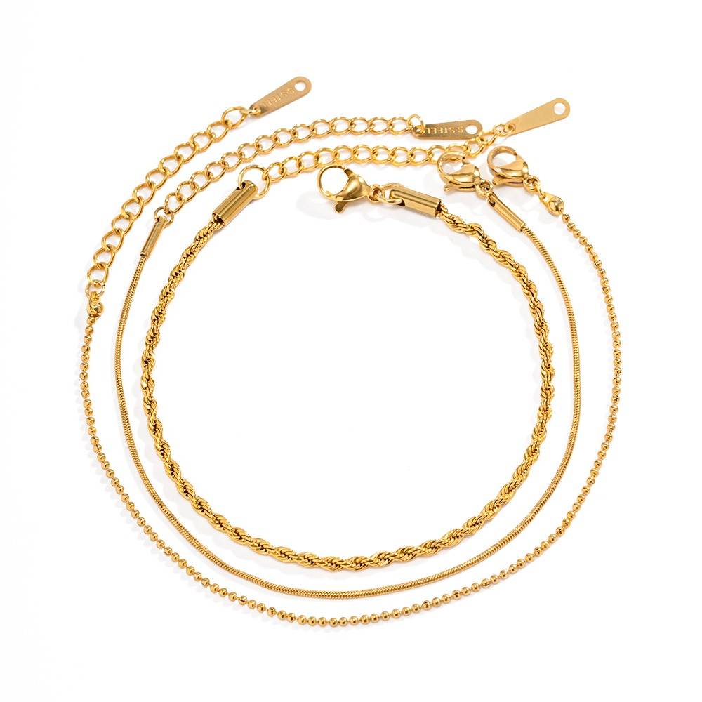 Gold Plated Daily Wear Moana Set Of 3 Bracelet : JDBW2304003