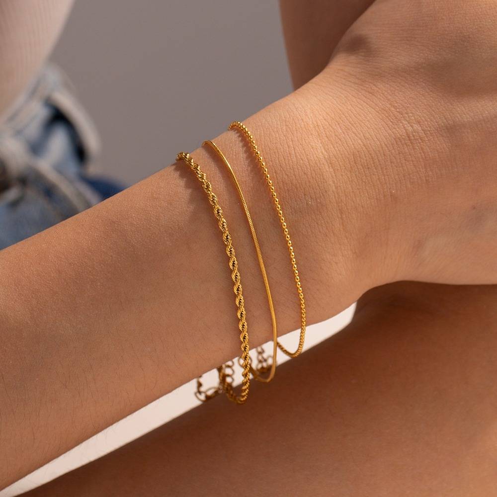 Gold Plated Daily Wear Moana Set Of 3 Bracelet : JDBW2304003