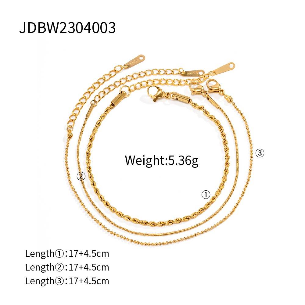 Gold Plated Daily Wear Moana Set Of 3 Bracelet : JDBW2304003