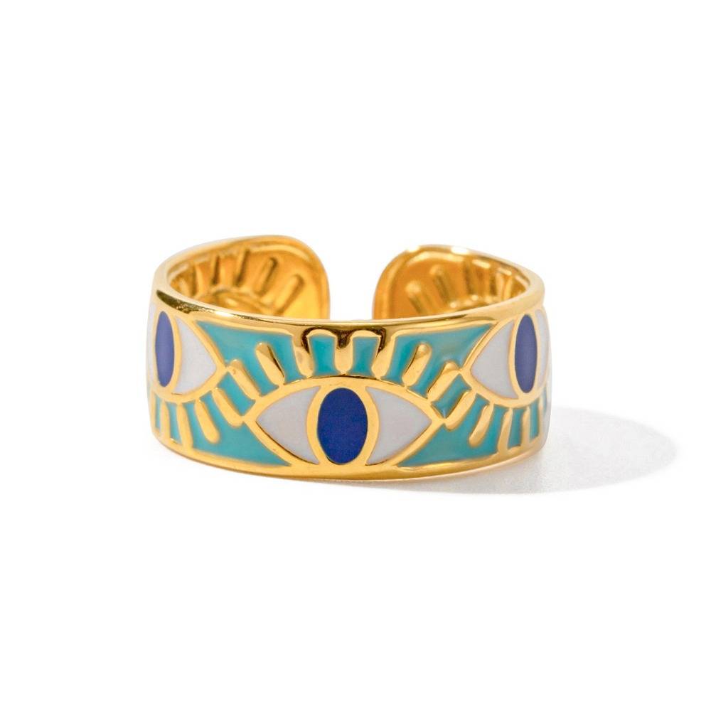 Gold Plated Daily Wear Evil Eye Resizable Ring : JDR2303014