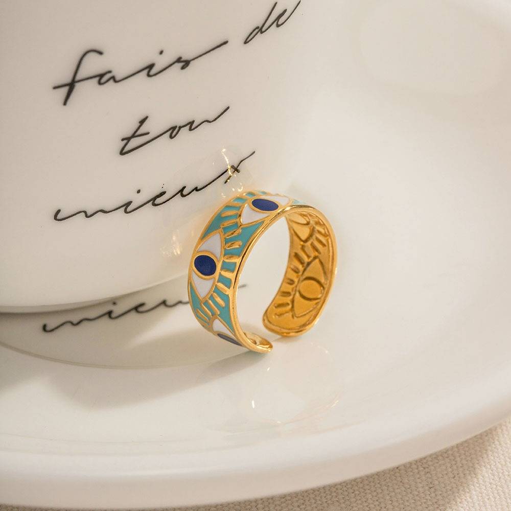 Gold Plated Daily Wear Evil Eye Resizable Ring : JDR2303014
