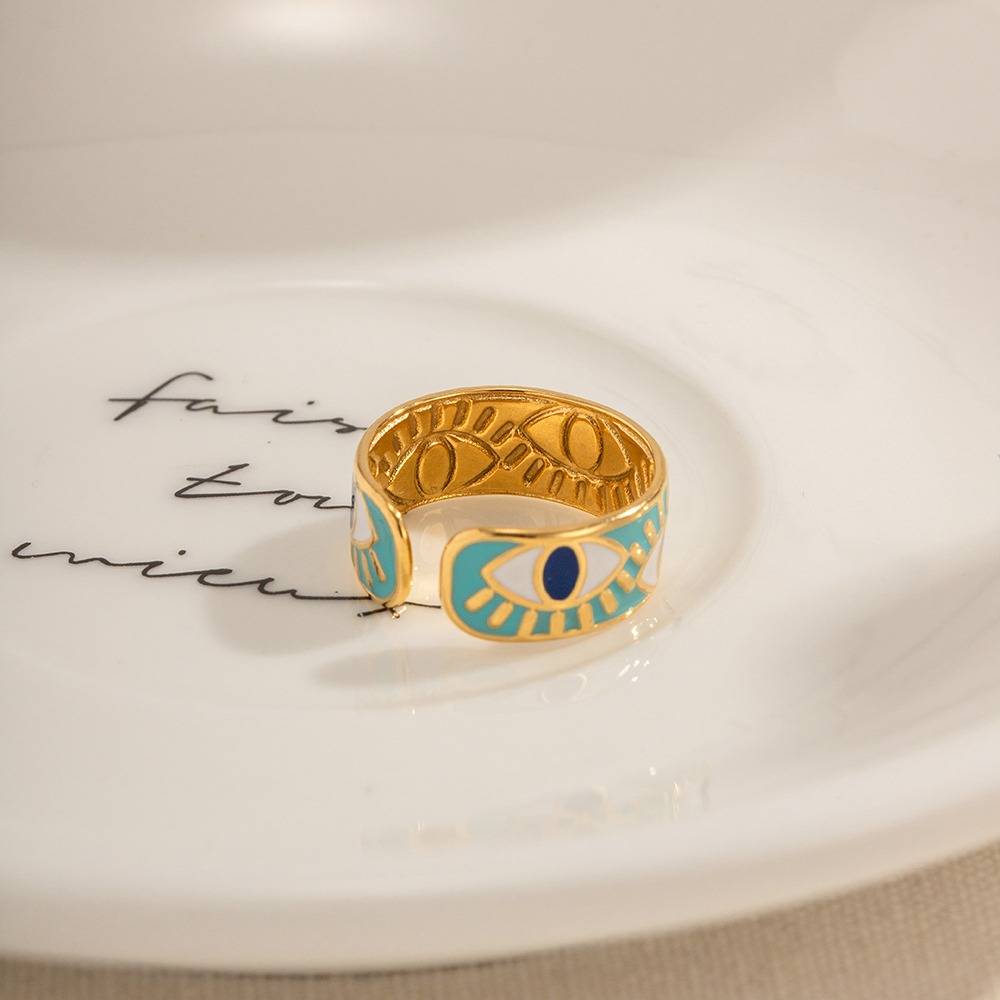 Gold Plated Daily Wear Evil Eye Resizable Ring : JDR2303014