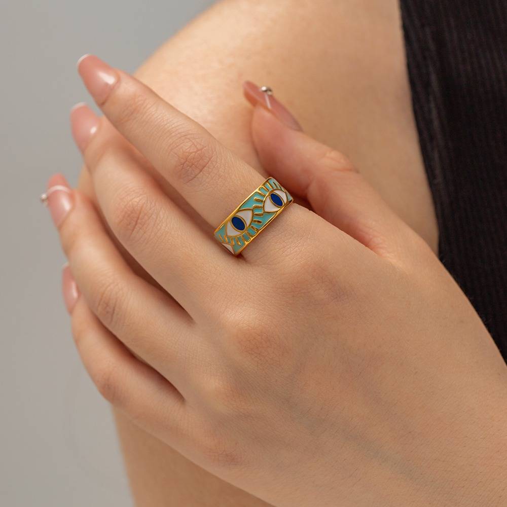 Gold Plated Daily Wear Evil Eye Resizable Ring : JDR2303014