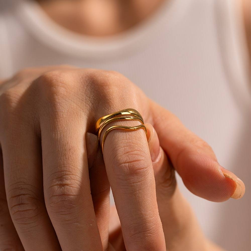 Gold Plated Daily Wear Margazhi Layered Resizable Ring : JDRW2305076