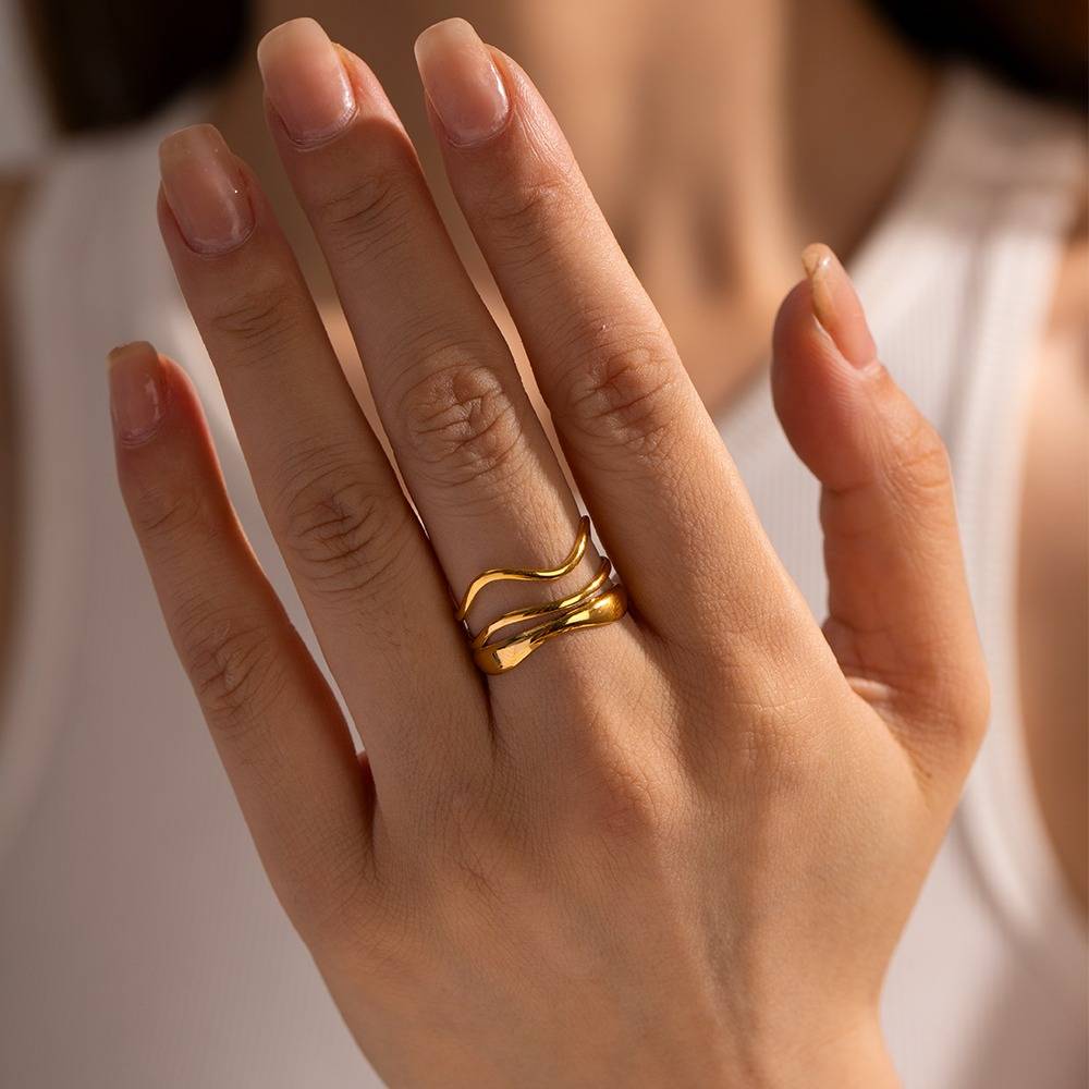 Gold Plated Daily Wear Margazhi Layered Resizable Ring : JDRW2305076