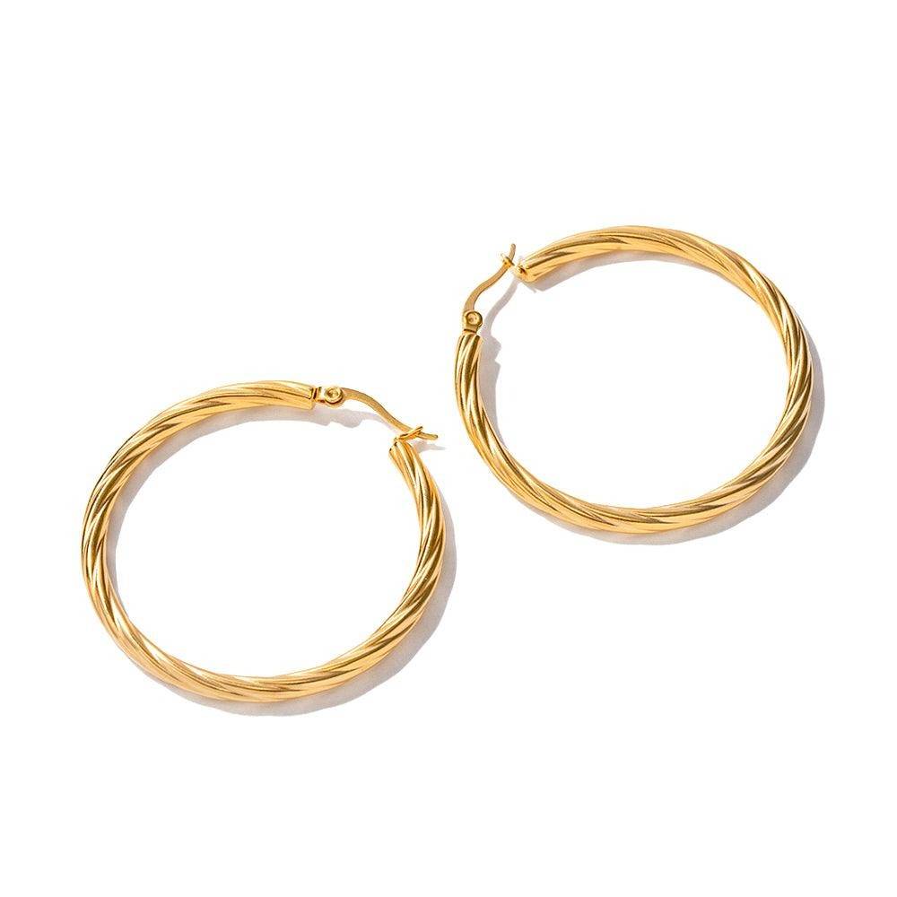 Gold Plated Daily Wear Bold Twisty Hoop Earring : JDWE2303027