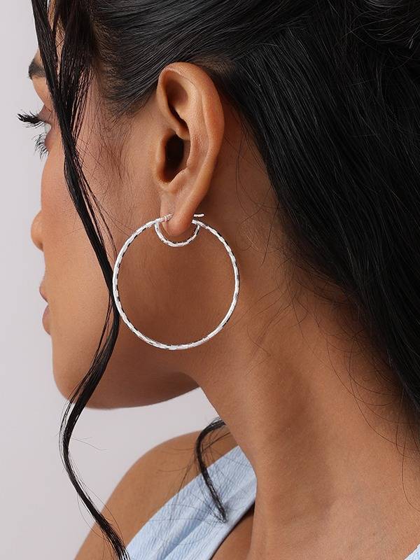 Diamond-Cut Round Hoops 50Mm : JE103972D50MDC