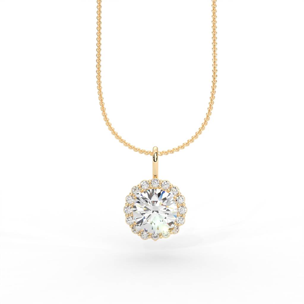 1 Carat Round Moissanite Halo Necklace : NT-0003