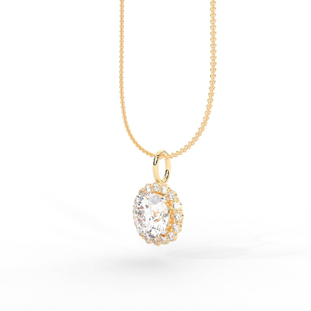 1 Carat Round Moissanite Halo Necklace : NT-0003