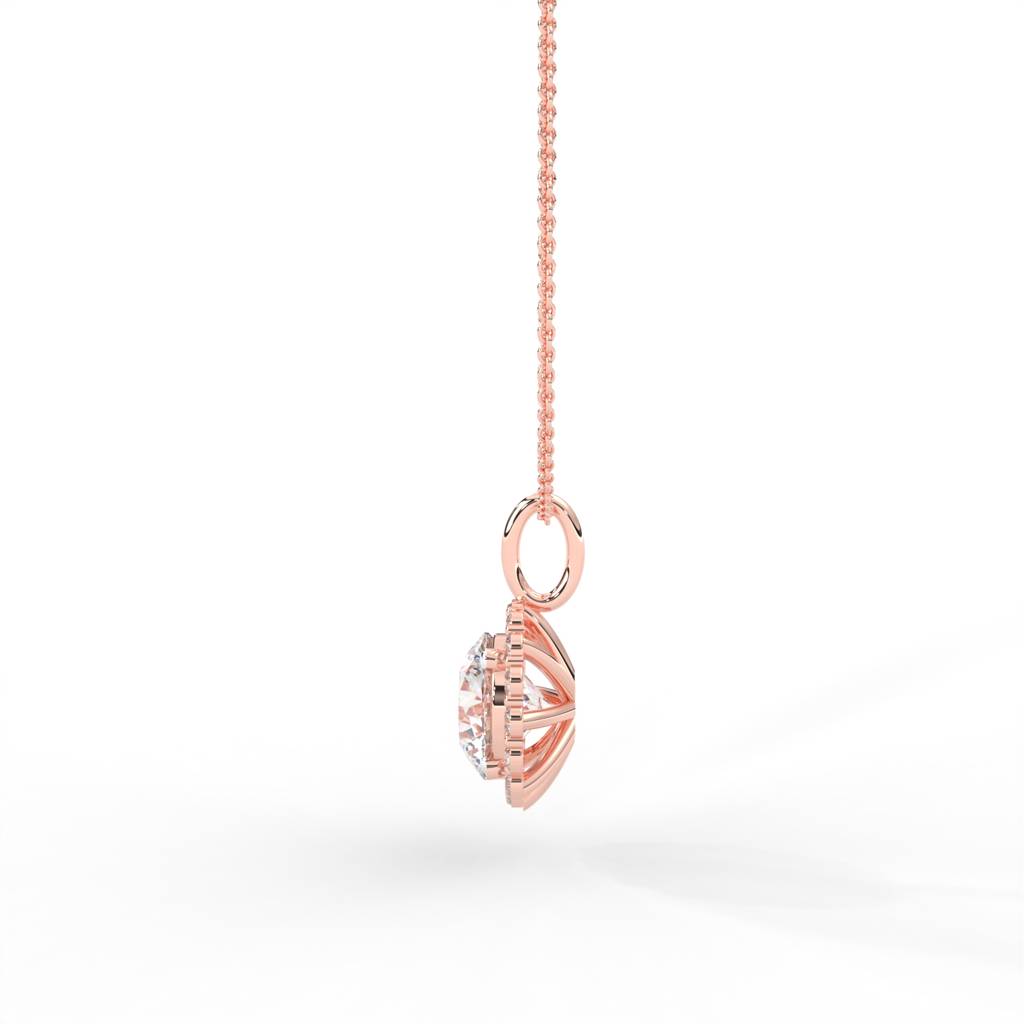 1 Carat Round Moissanite Halo Necklace : NT-0003-RG