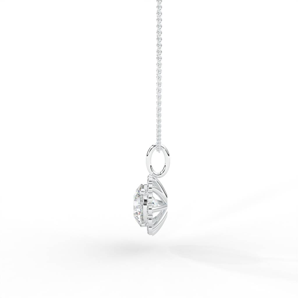 1 Carat Round Moissanite Halo Necklace : NT-0003-WG