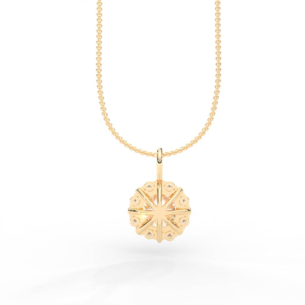 1 Carat Round Moissanite Halo Necklace : NT-0003
