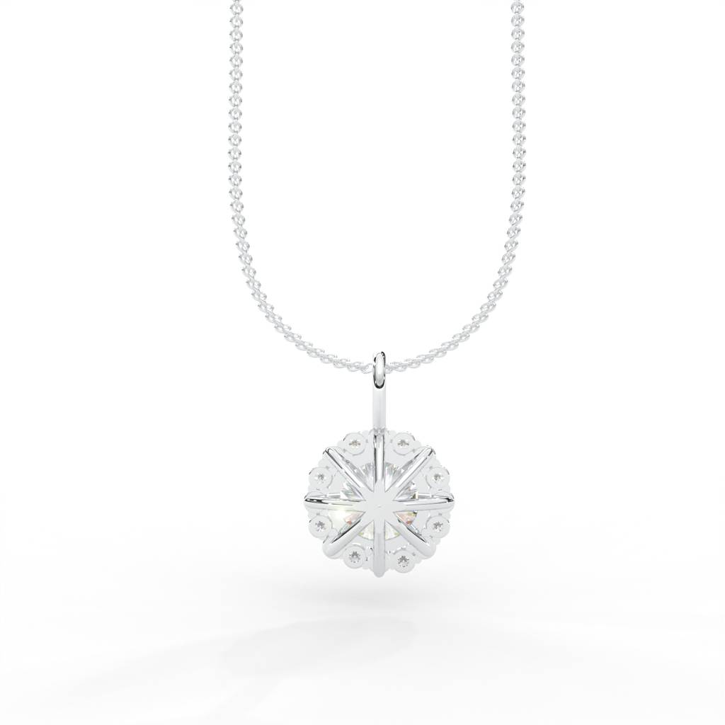 1 Carat Round Moissanite Halo Necklace : NT-0003-WG