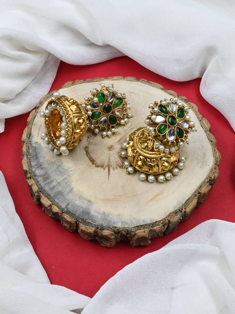 Â Exquisite Kundan Jhumki Earrings For Women With Intricate Detailing : JHM1