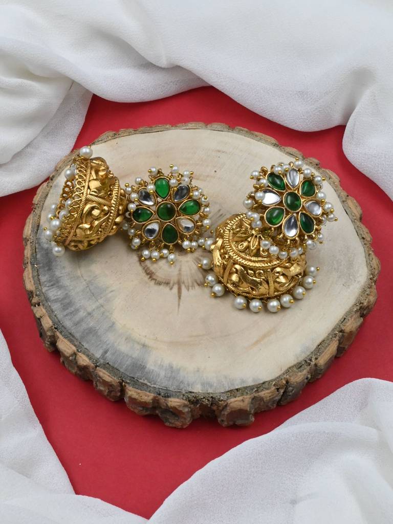 Â Exquisite Kundan Jhumki Earrings For Women With Intricate Detailing : JHM1