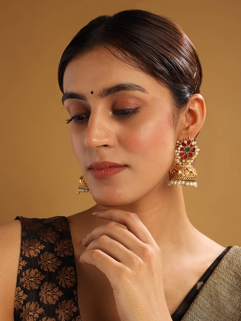 Â Exquisite Kundan Jhumki Earrings For Women With Intricate Detailing : JHM2