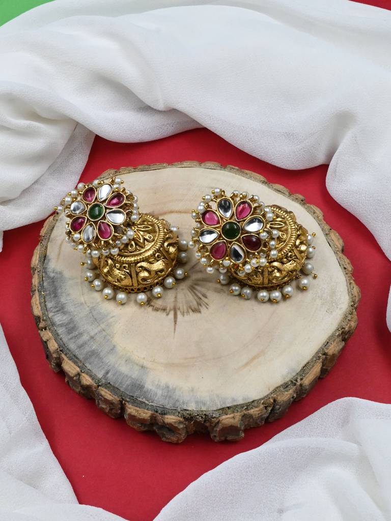 Â Exquisite Kundan Jhumki Earrings For Women With Intricate Detailing : JHM3