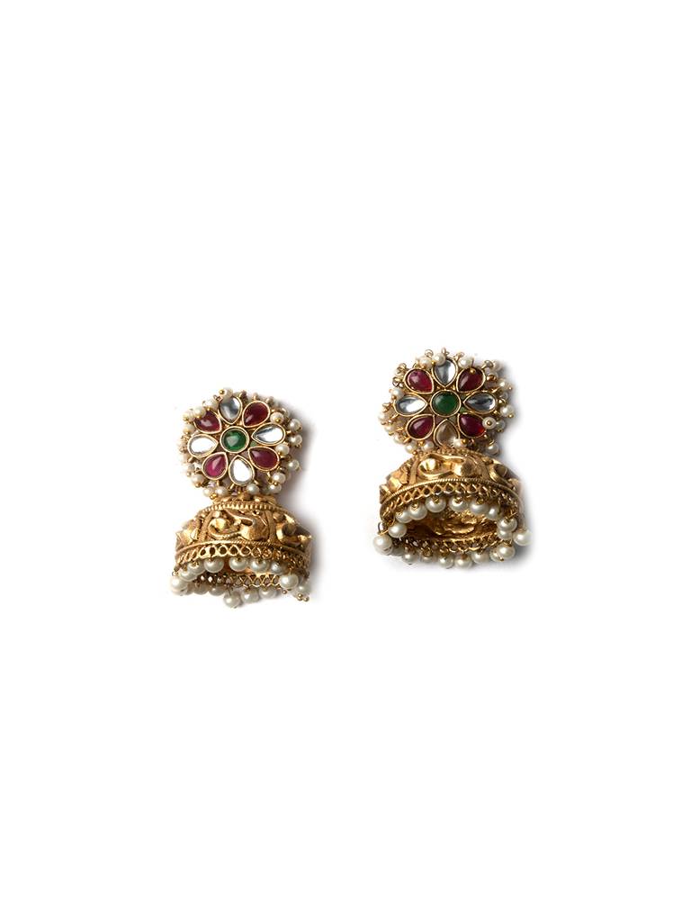 Â Exquisite Kundan Jhumki Earrings For Women With Intricate Detailing : JHM3